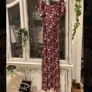 LOFT stretchy red dress with tie